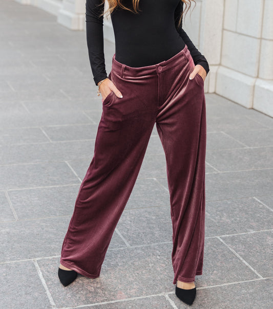 High Society Velvet Wide Leg Trousers