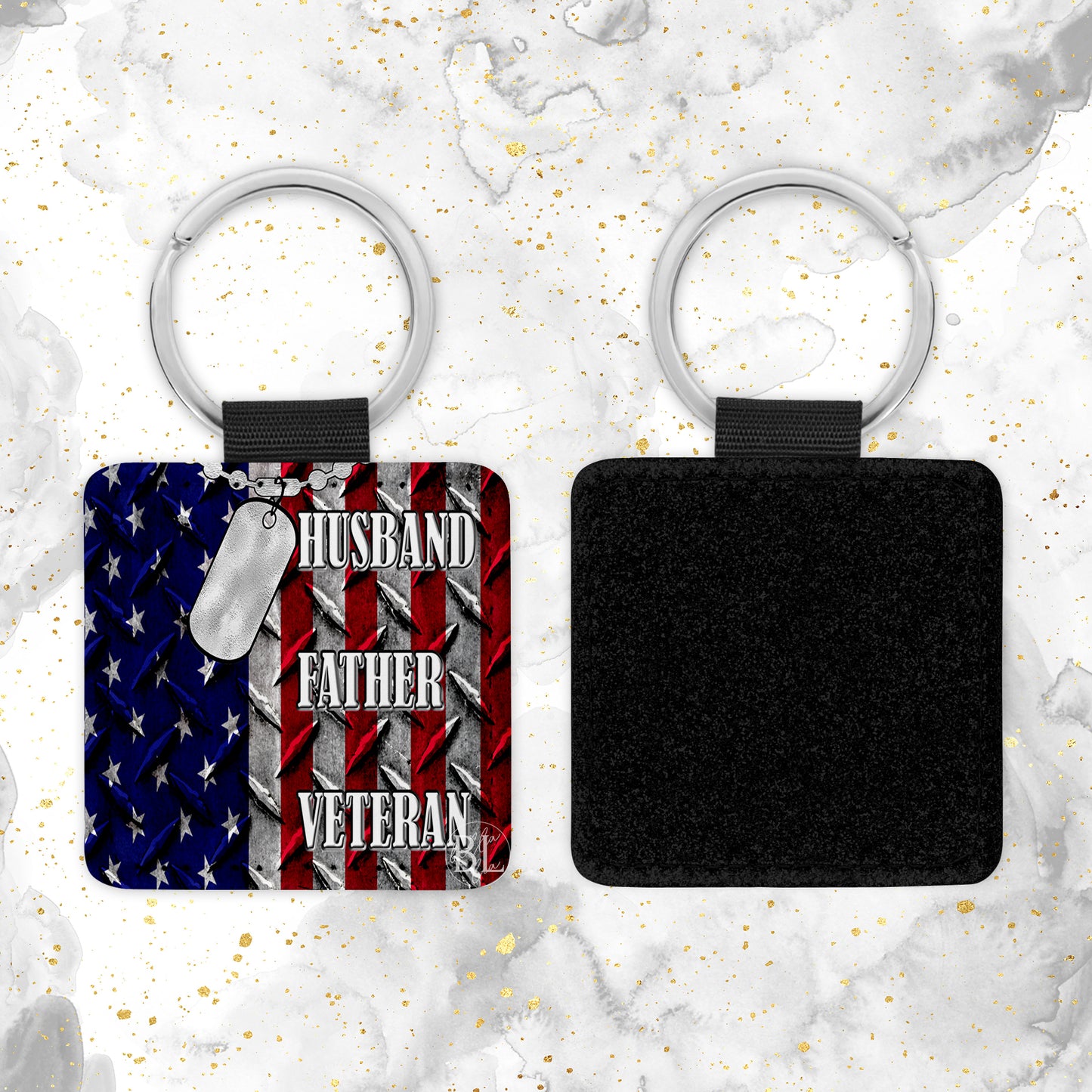 Veteran Husband Leather Keychain - Bella Lia Boutique