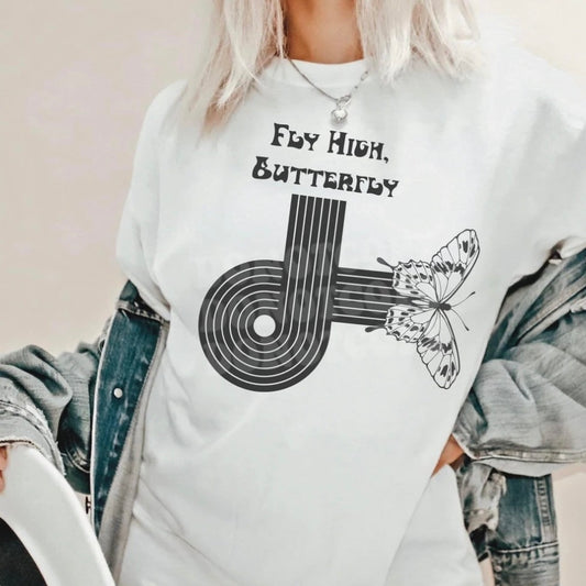 Fly High Butterfly Graphic Tee or Sweatshirt - Bella Lia Boutique