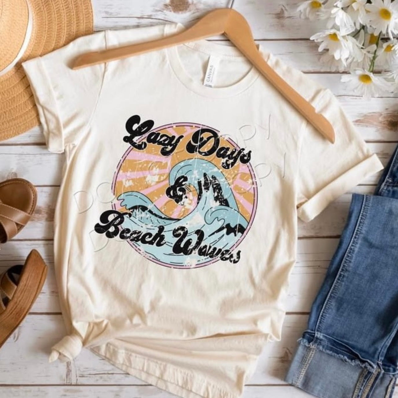 Lazy Days & Beach Waves Graphic Tee or Sweatshirt - Bella Lia Boutique