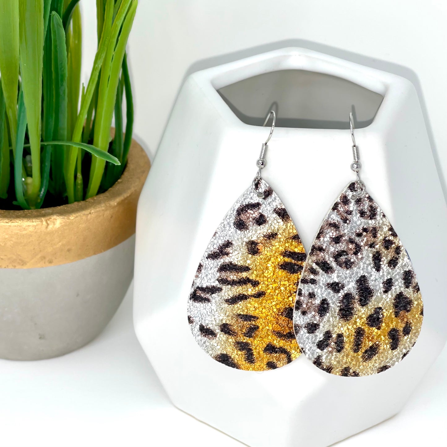 Faux Leather Earrings | Leopard Print - Bella Lia Boutique