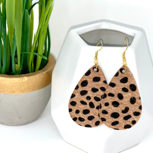 Faux Leather Earrings | Cheetah - Bella Lia Boutique