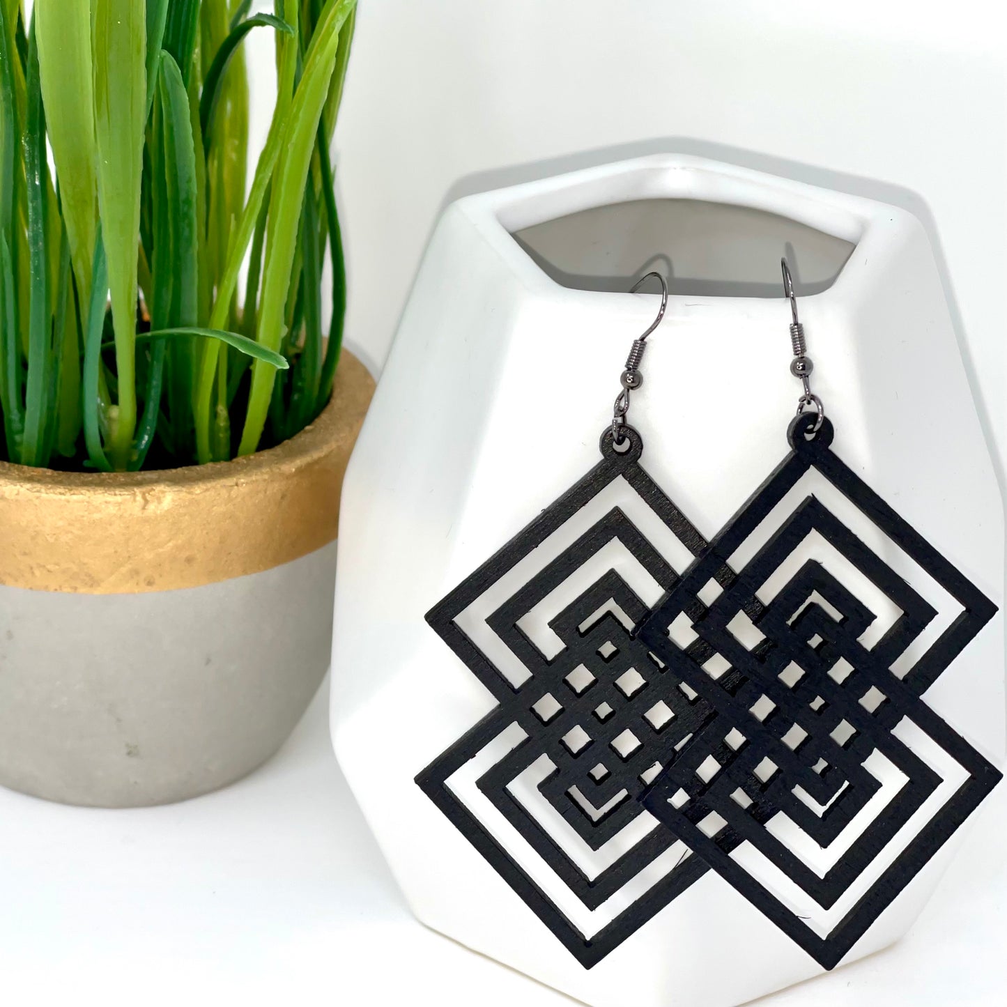 Wood Earrings | Squared Up - Bella Lia Boutique