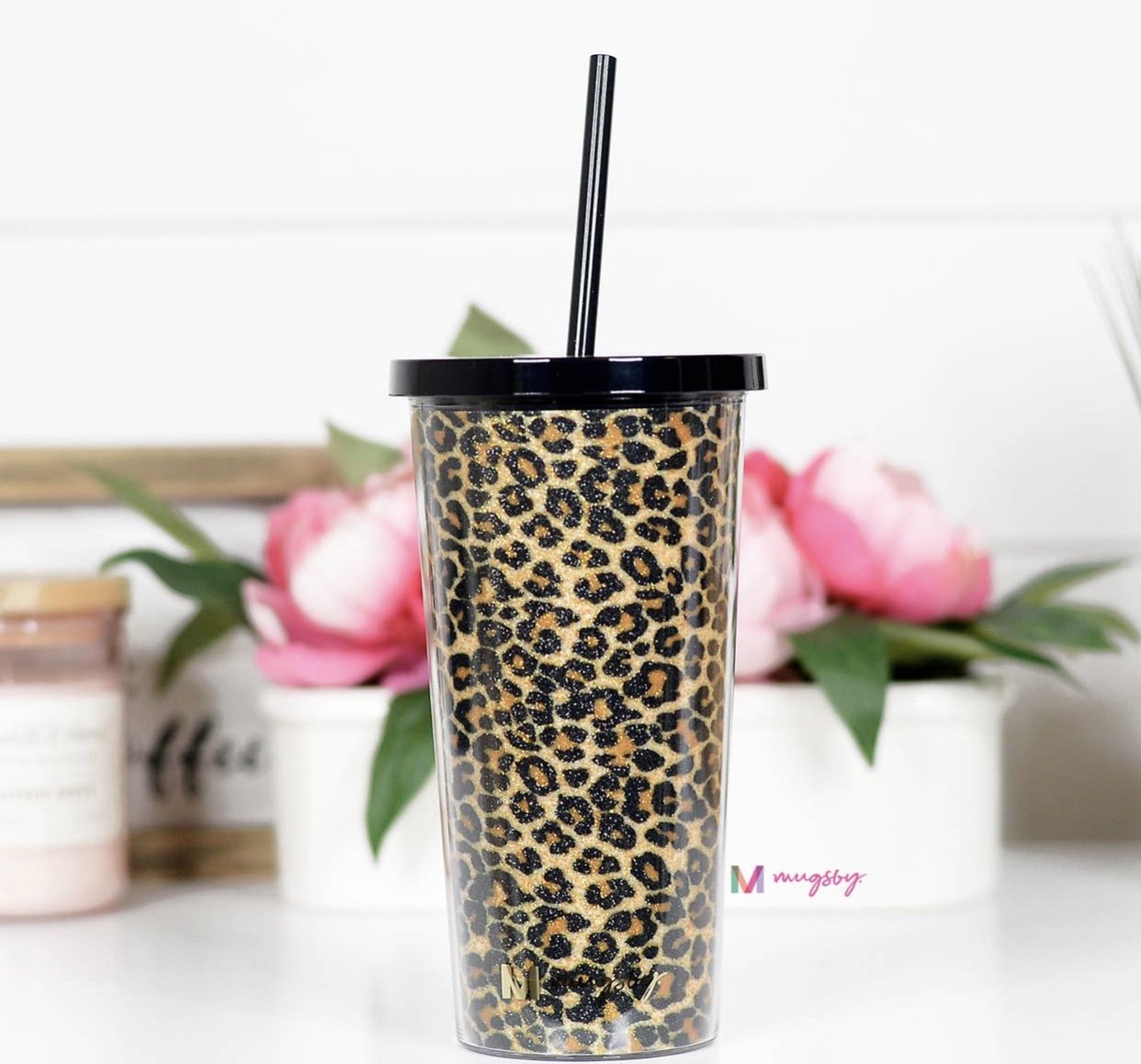 Brown Leopard Tumbler with Straw - Bella Lia Boutique