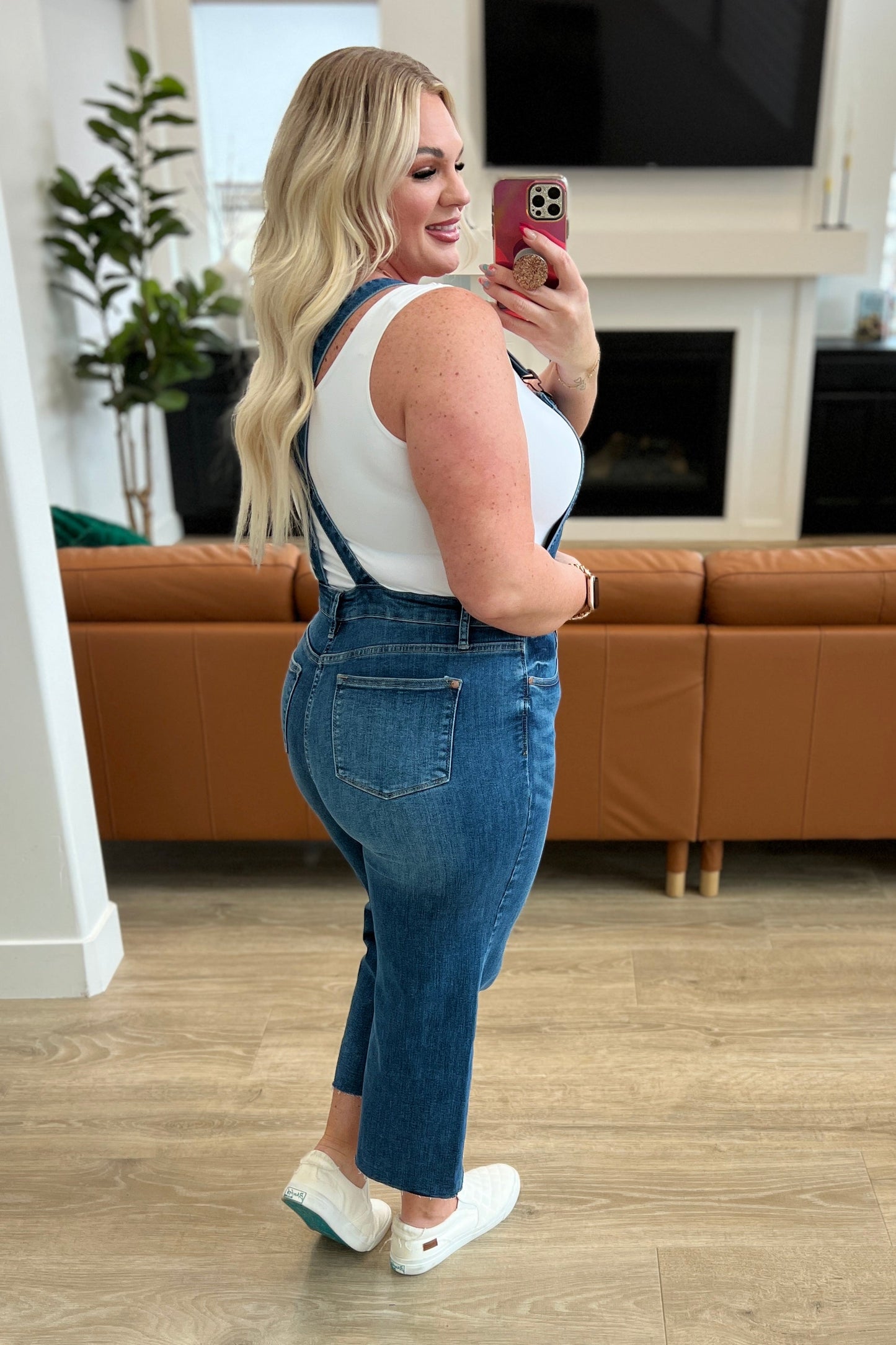 Priscilla High-Rise Crop Wide Leg Denim Overalls | Judy Blue