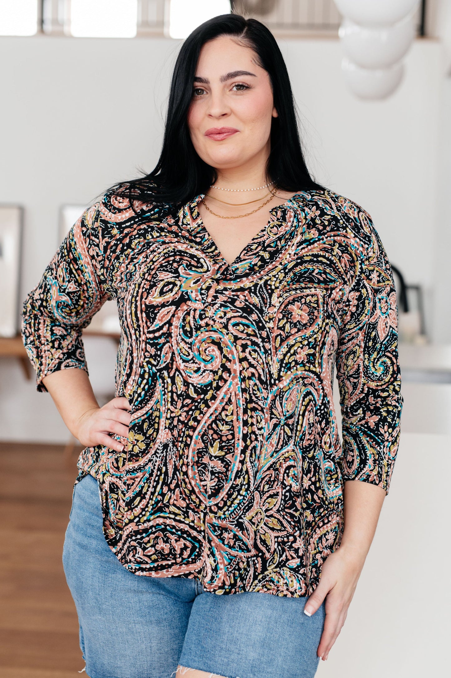 I Think Different Top | Teal Paisley