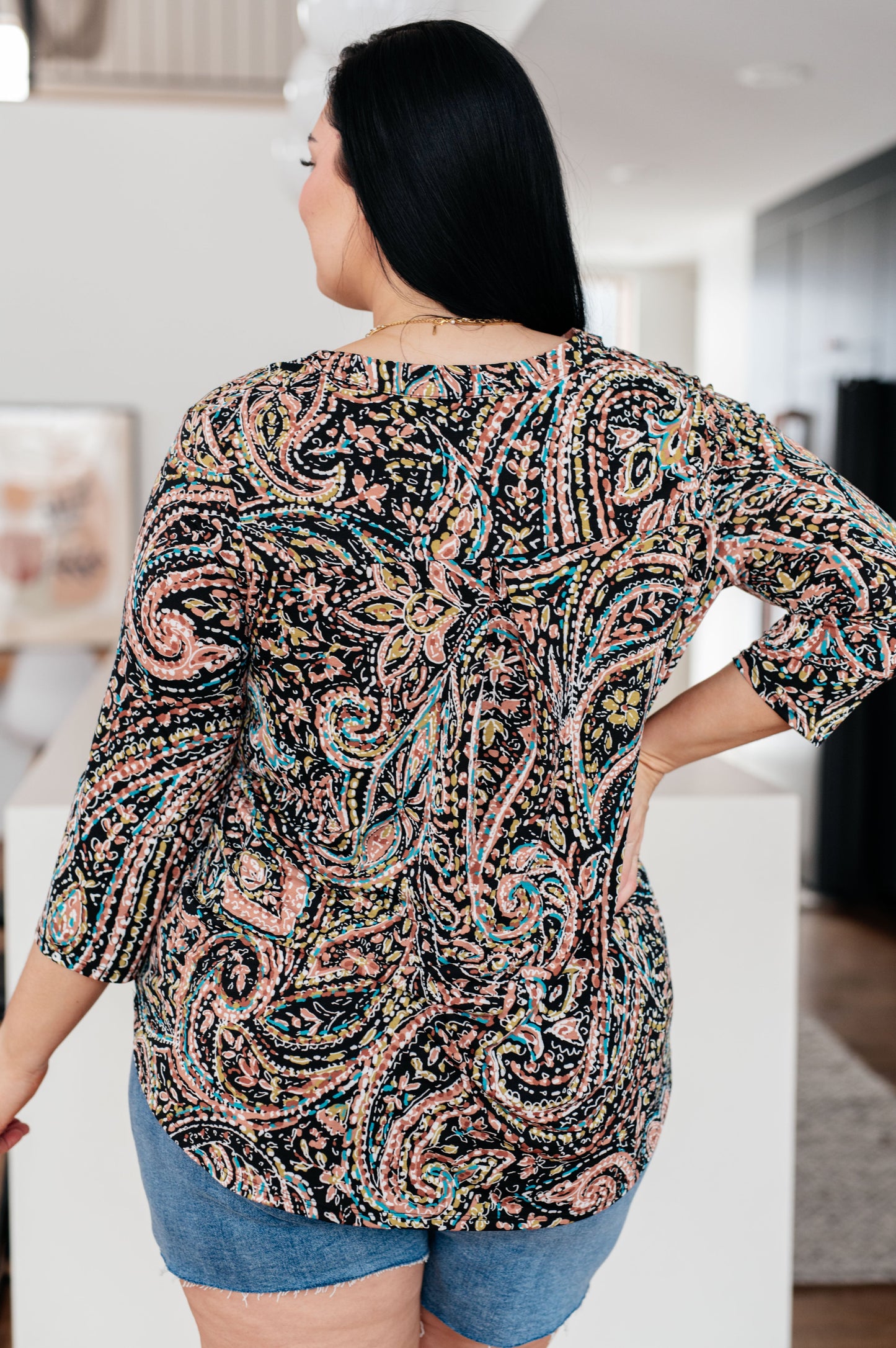 I Think Different Top | Teal Paisley