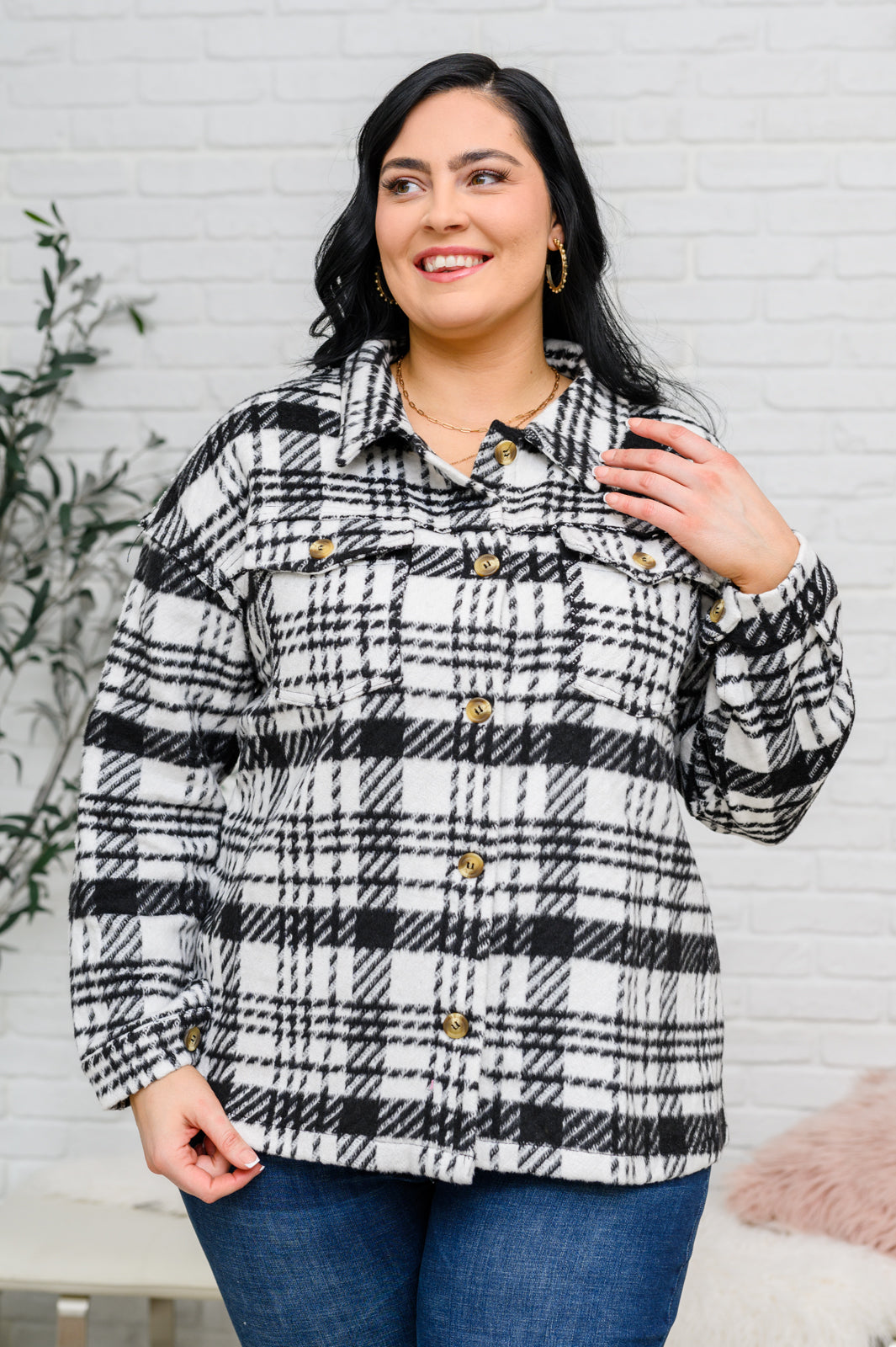 Kate Plaid Jacket | Black & White - Bella Lia Boutique