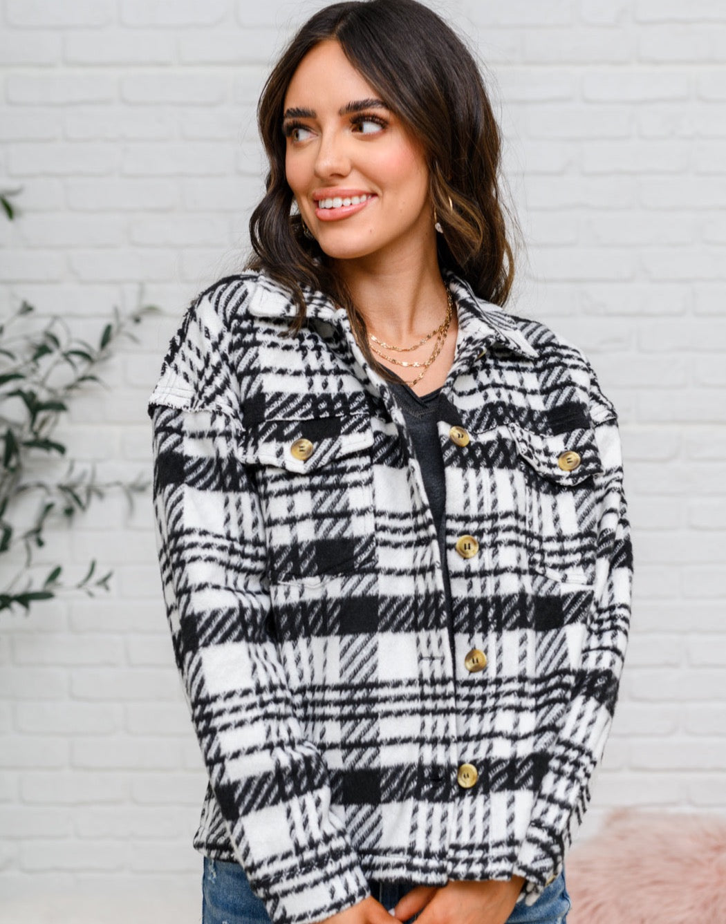 Kate Plaid Jacket | Black & White - Bella Lia Boutique