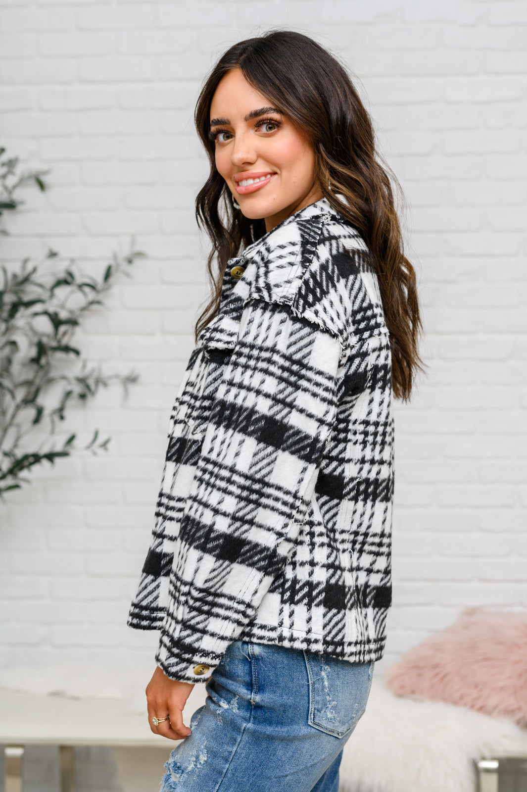 Kate Plaid Jacket | Black & White - Bella Lia Boutique