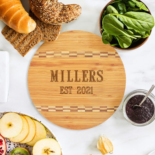 Personalized Name & Est. Year Round Cutting Board - Bella Lia Boutique
