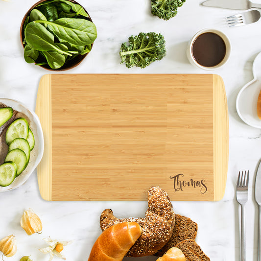 Personalized Script Name Two-Tone Cutting Board - Bella Lia Boutique