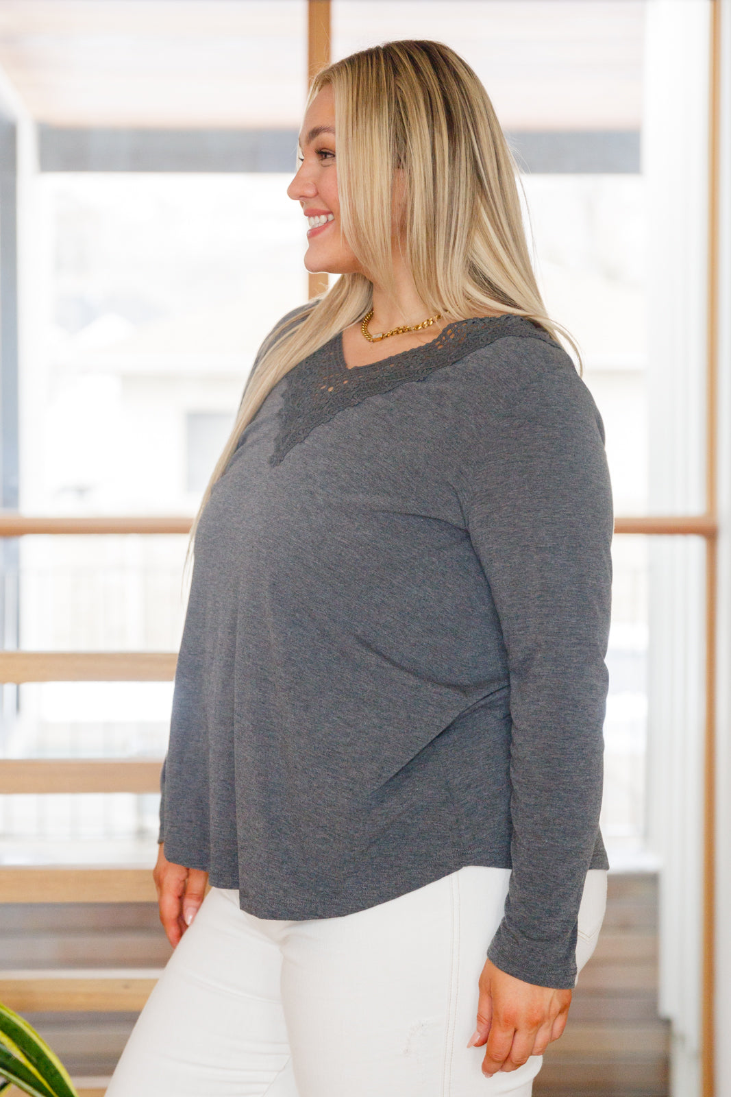 Lacey Long Sleeve Top | Gray - Bella Lia Boutique
