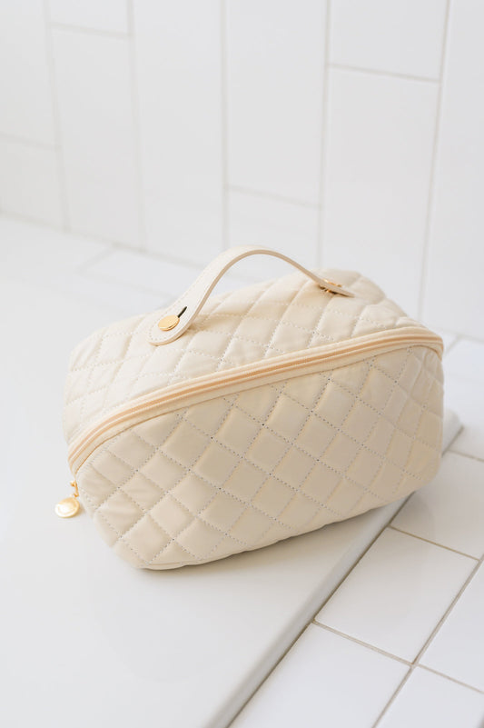 Quilted Makeup Bag | Cream