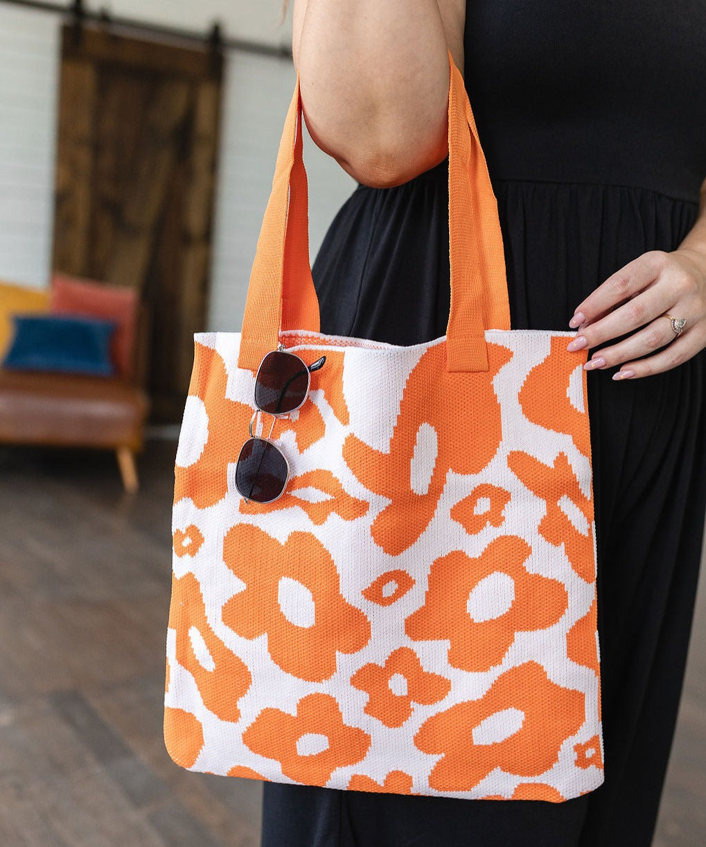 Lazy Daisy Knit Bag | Orange