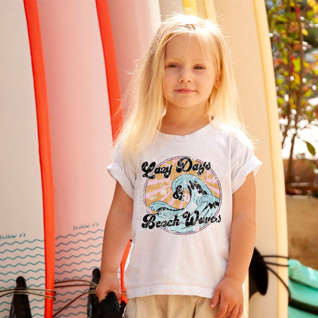 Lazy Days & Beach Waves Toddler and Youth Tee - Bella Lia Boutique