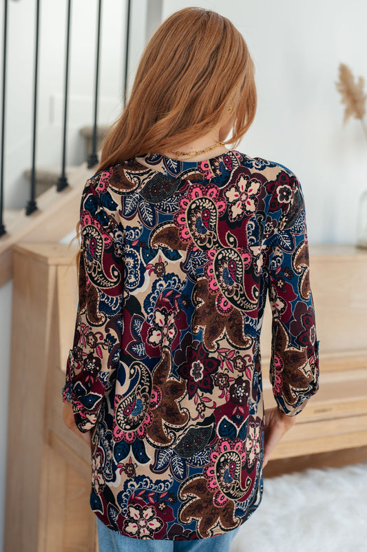 Little Lovely Blouse | Wine Paisley