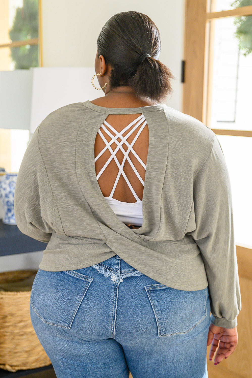 Open Back Top | Olive - Bella Lia Boutique