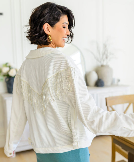 Loretta Rhinestone Fringe Jacket