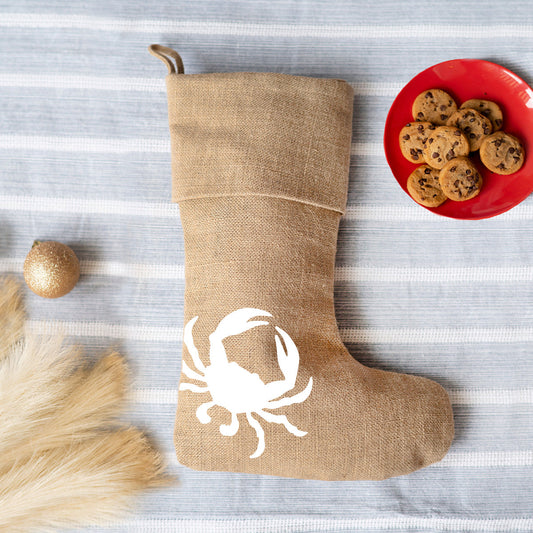 Crab Burlap Stocking - Bella Lia Boutique