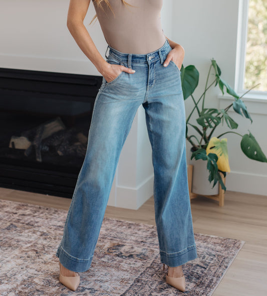 Mindy Mid-Rise Wide Leg Jeans | Judy Blue