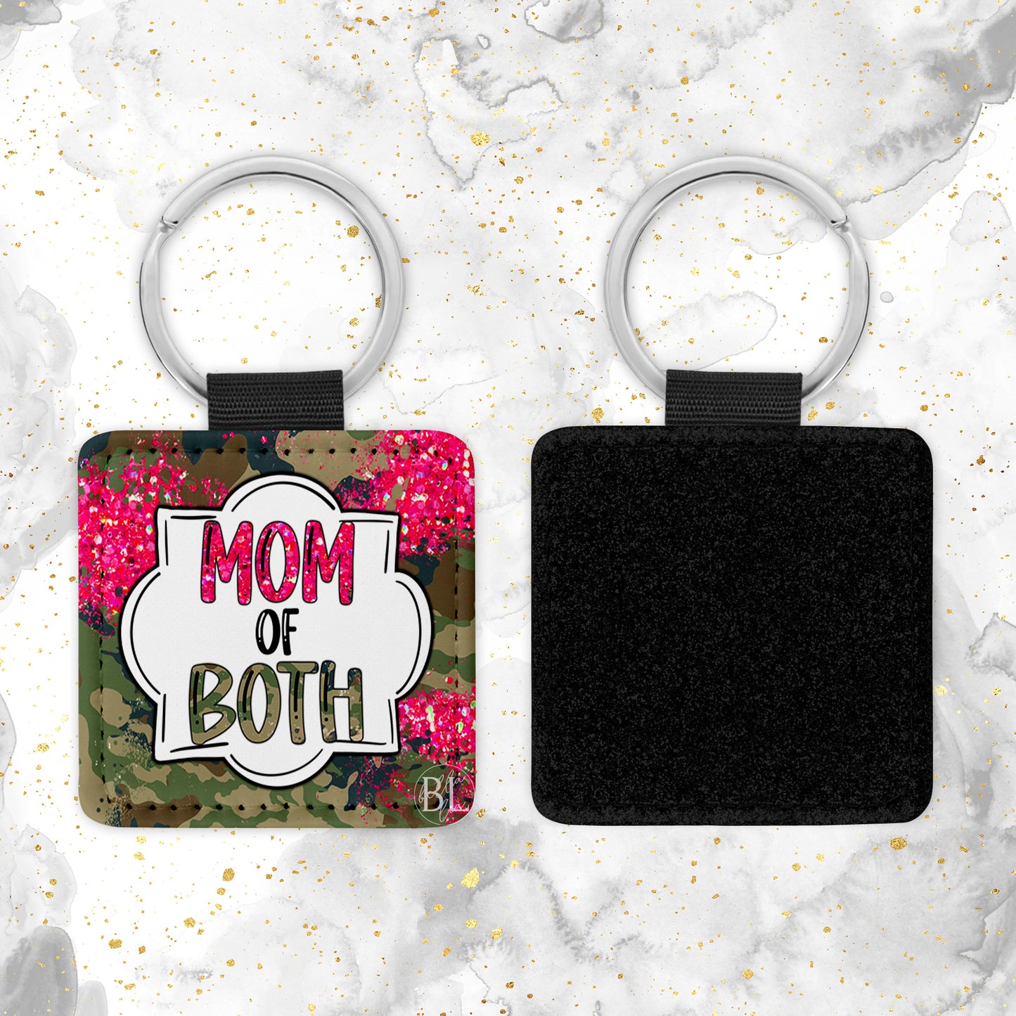 Mom of Both Leather Keychain - Bella Lia Boutique