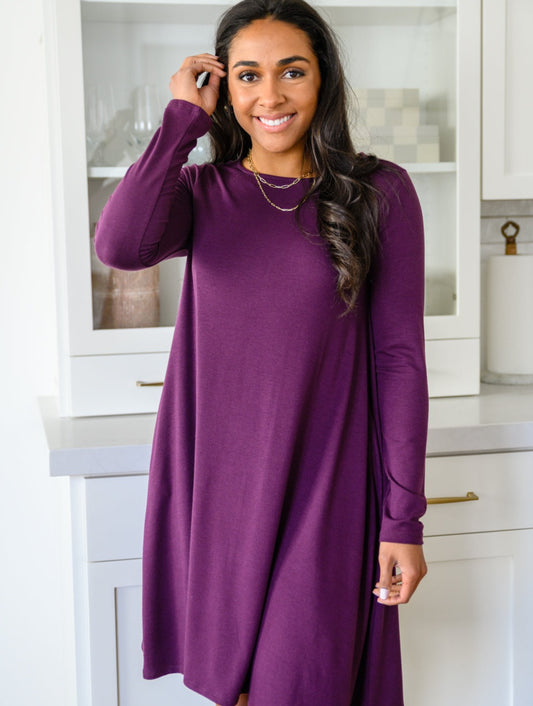 Most Reliable Knit Dress | Plum - Bella Lia Boutique