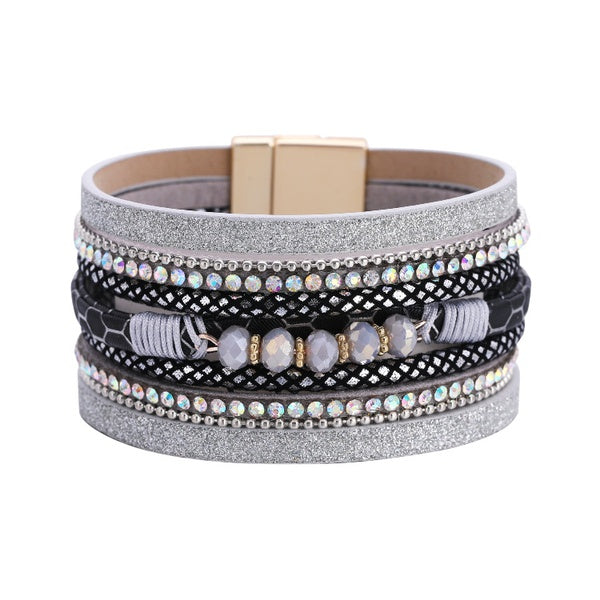 Silver Beaded Layered Braided Bracelet - Bella Lia Boutique