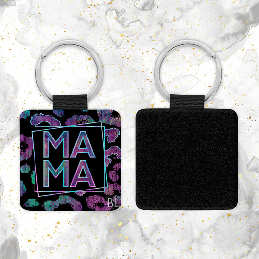 Neon Leopard Mama Leather Keychain - Bella Lia Boutique