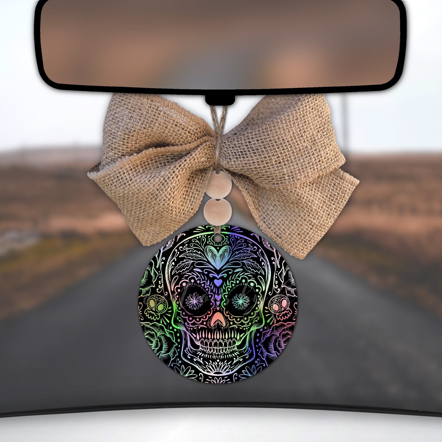 Car Charm | Neon Skull Mandala - Bella Lia Boutique