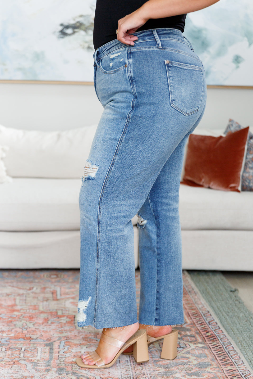 Nora High-Rise Rigid Magic Destroy Slim Straight Jeans | Judy Blue