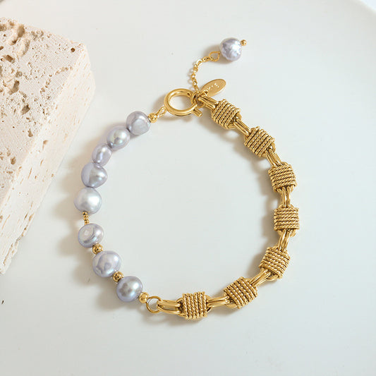 Pearl Chain Stainless Steel Bracelet