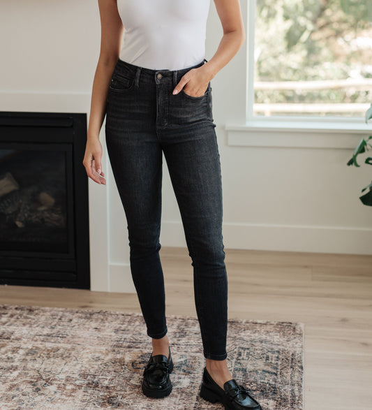 Octavia High-Rise Control Top Skinny Jeans | Washed Black | Judy Blue