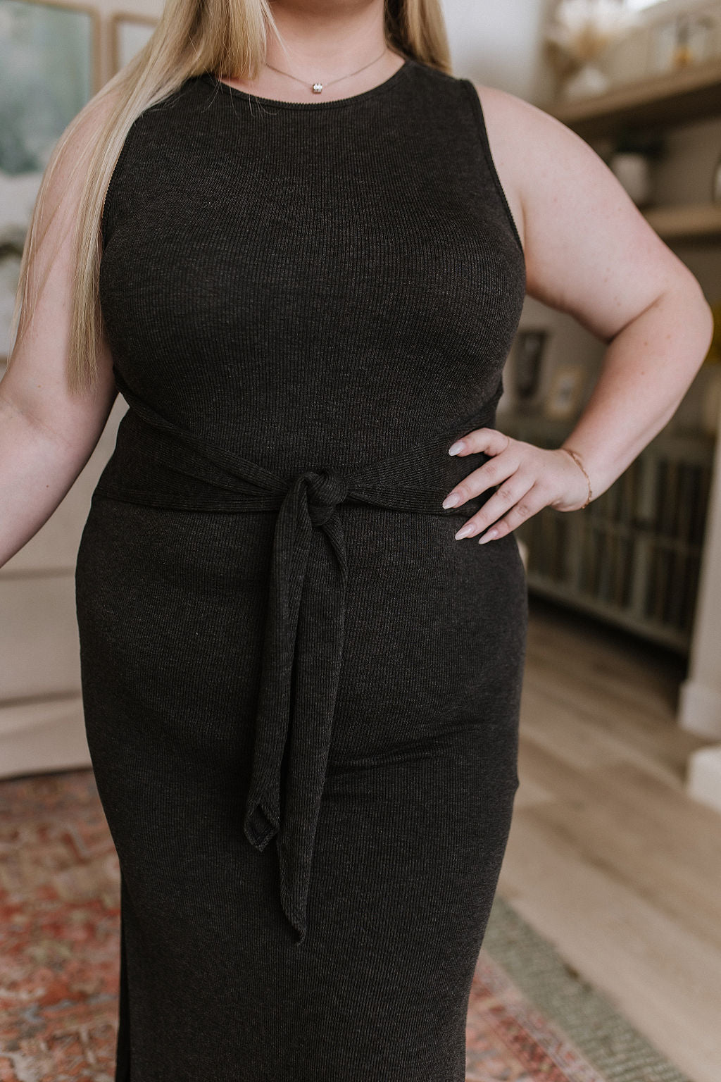 Out on the Town Midi Dress | Charcoal