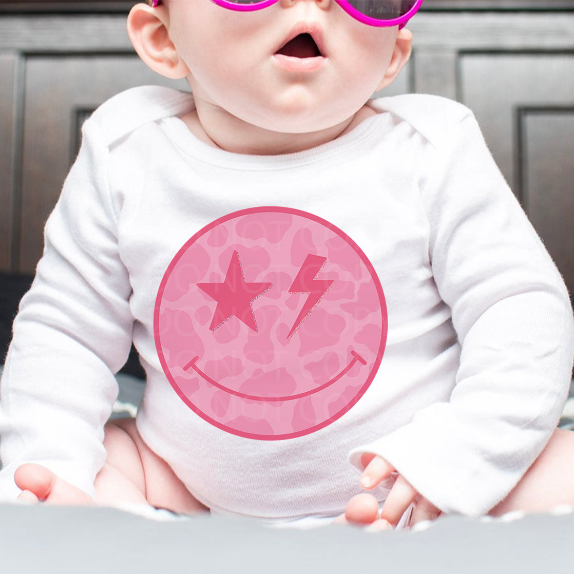 Pink Cow Print Smiley Infant One-Piece - Bella Lia Boutique