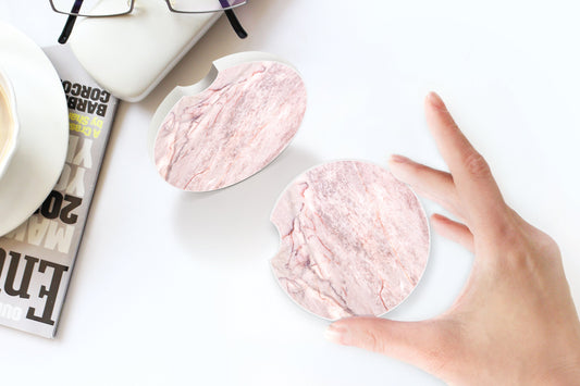Pink Marble Car Coasters - Bella Lia Boutique
