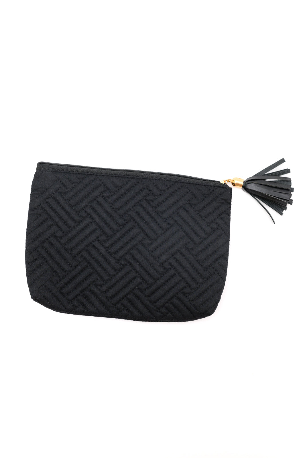 Quilted Travel Zip Pouch | Black