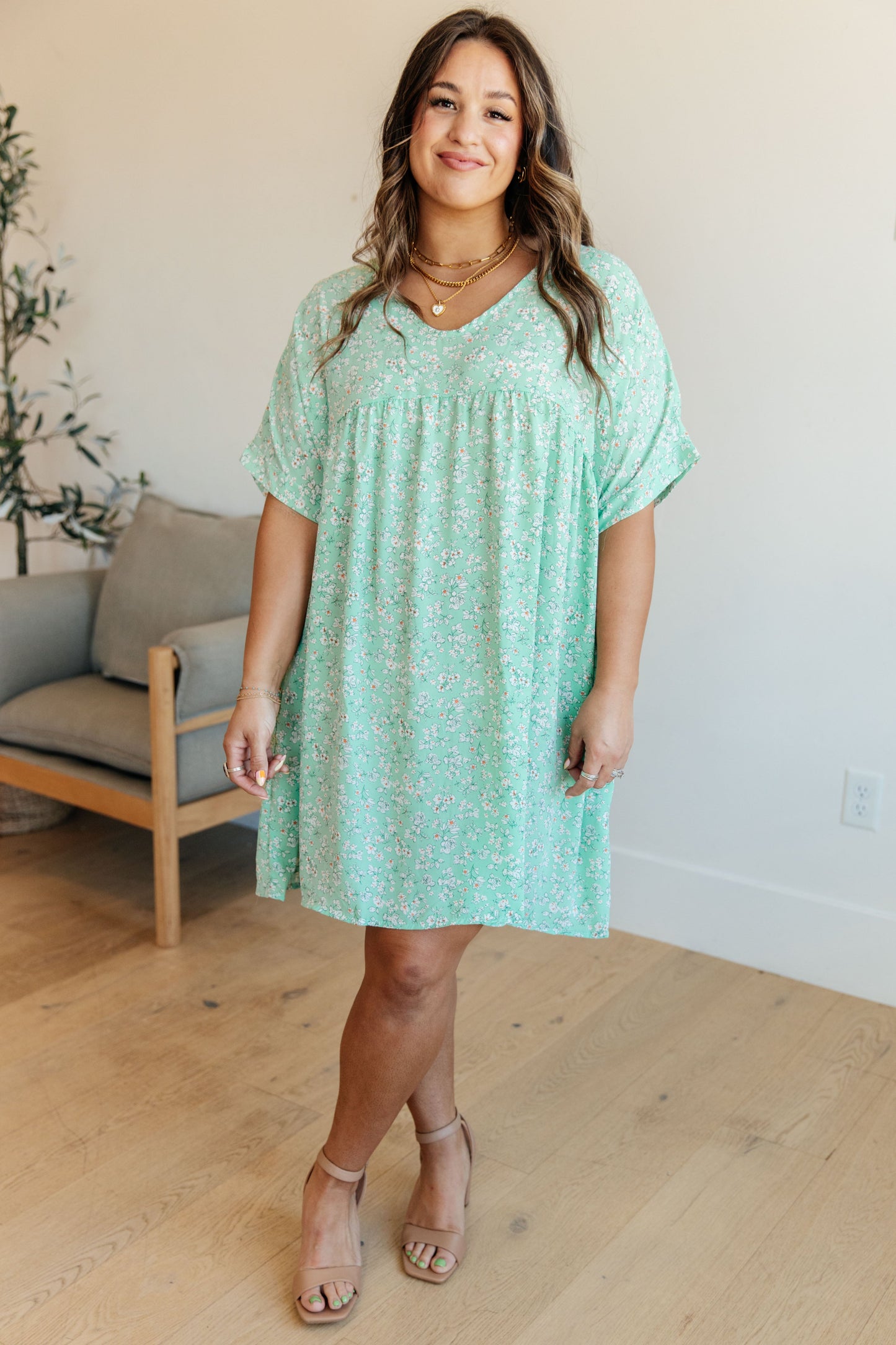 Rodeo Lights Dolman Sleeve Dress | Mint Floral