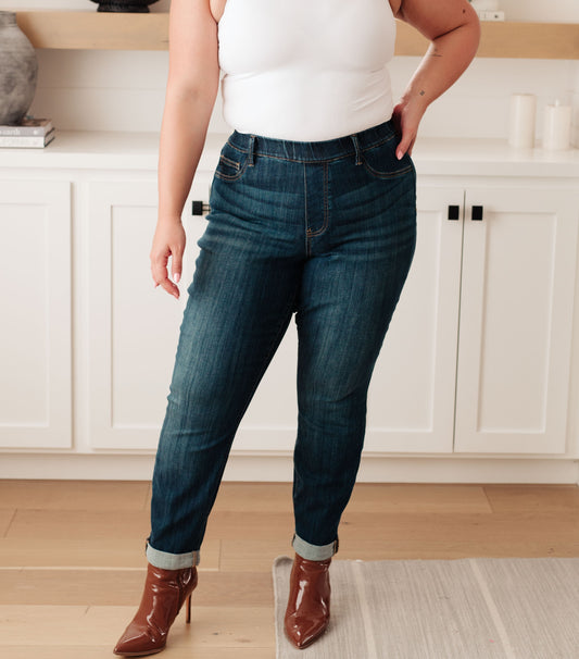 Rowena High-Rise Double Cuff Slim Jeans | Judy Blue