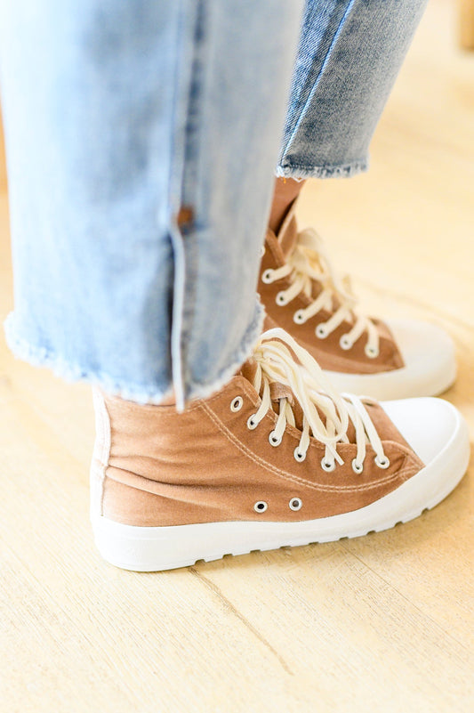 Run Me Down Velvet High Top Sneakers | Tan