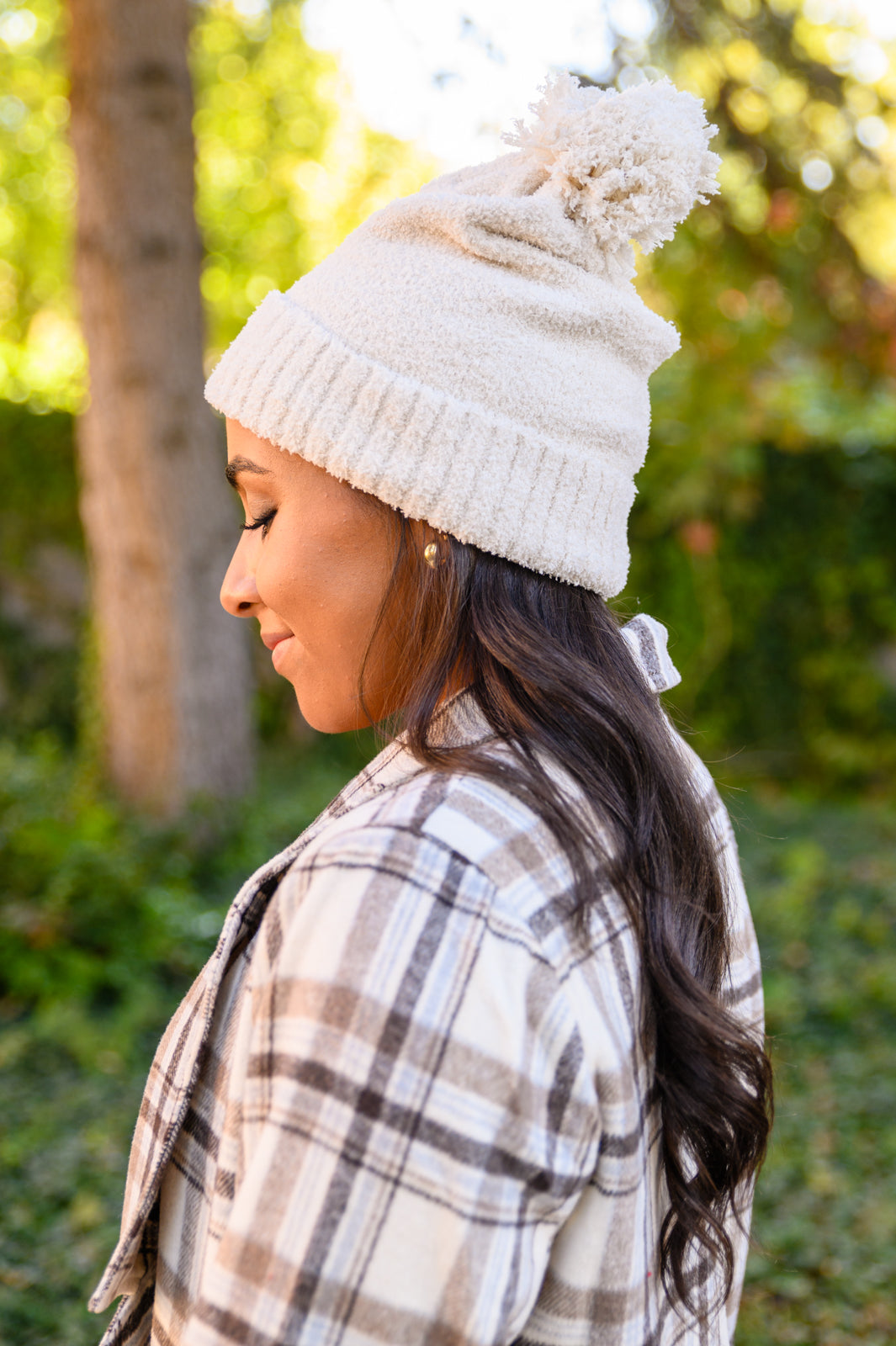Slouchy Boucle Pom Beanie | Ivory - Bella Lia Boutique