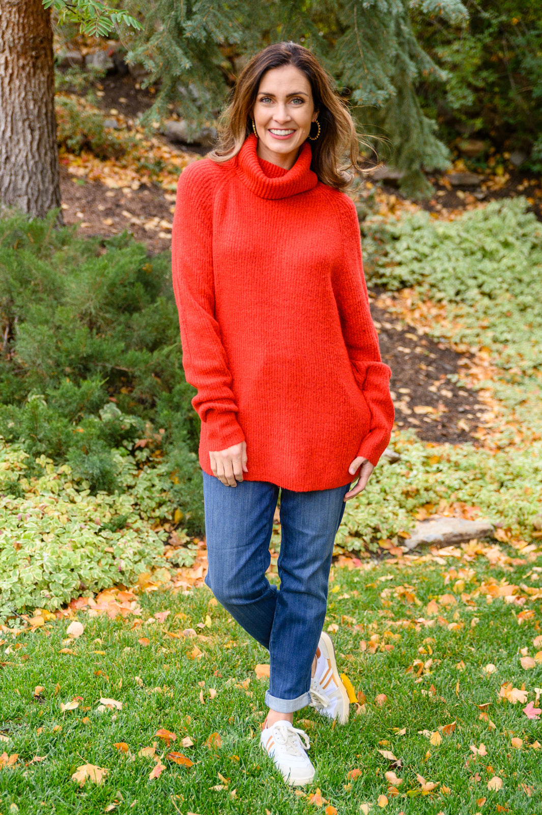 Steady Pace Roll Neck Sweater | Red - Bella Lia Boutique