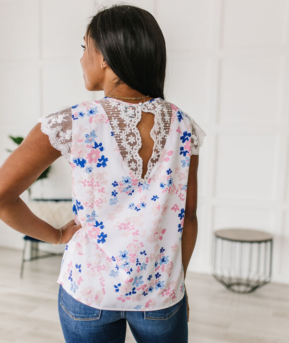 Still the One Lace Sleeve Floral Top