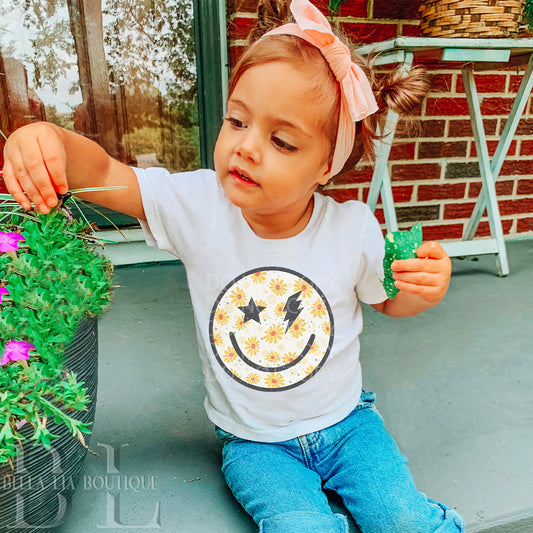 Sunflower Smiley Toddler and Youth Tee - Bella Lia Boutique