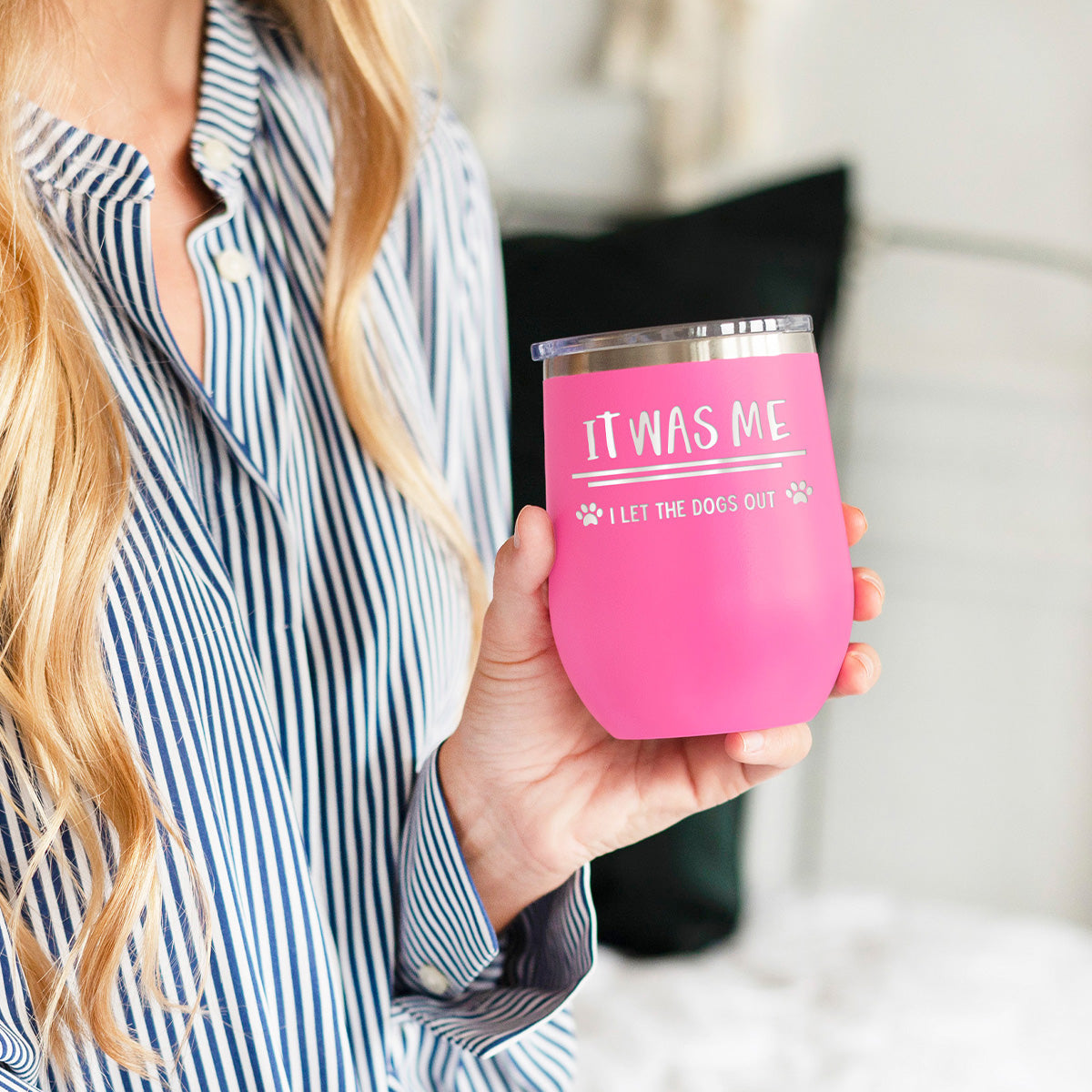 I Let The Dogs Out Pink 12oz. Insulated Tumbler - Bella Lia Boutique