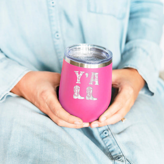 Y'all Pink 12oz Insulated Tumbler - Bella Lia Boutique