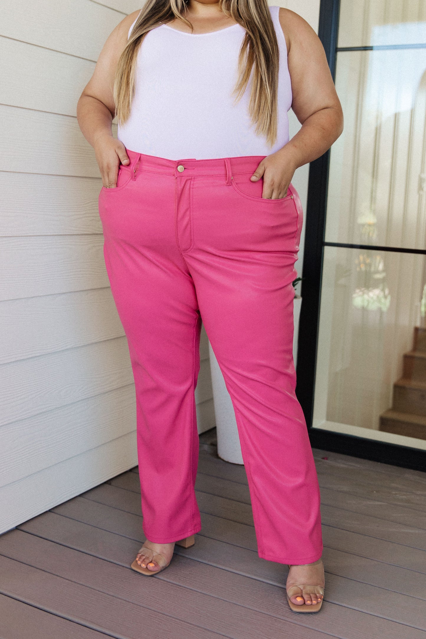 Tanya Control Top Faux Leather Pants | Hot Pink | Judy Blue
