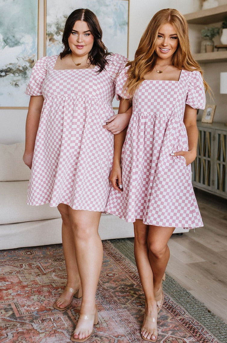 The Moment Checkered Babydoll Dress