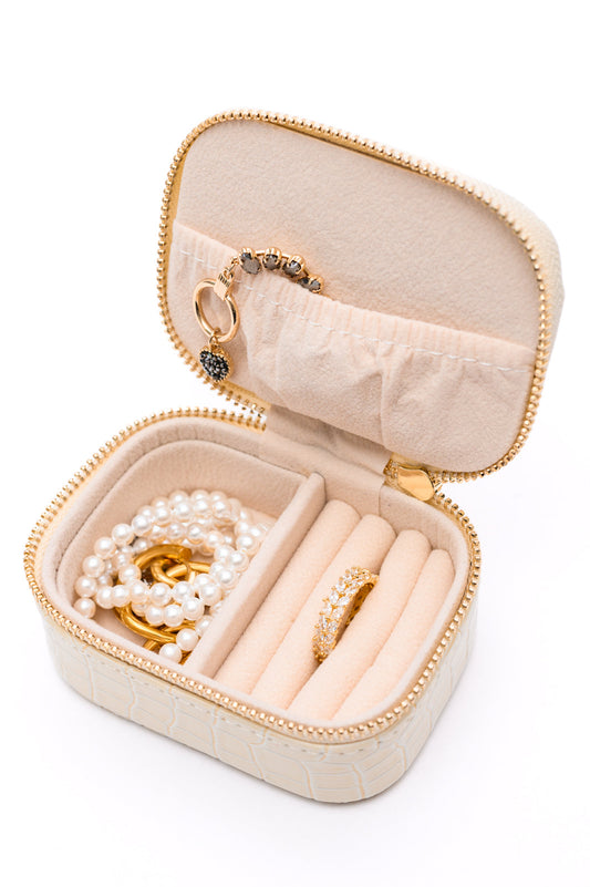Travel Jewelry Case | Cream Snakeskin