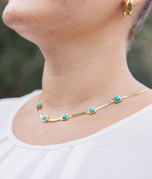 Turquoise Squares Necklace